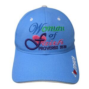 Woman Of Faith Proverbs 31:30 I❤️Jesus Strapback Hat Blue OS Adjustable Hosanna